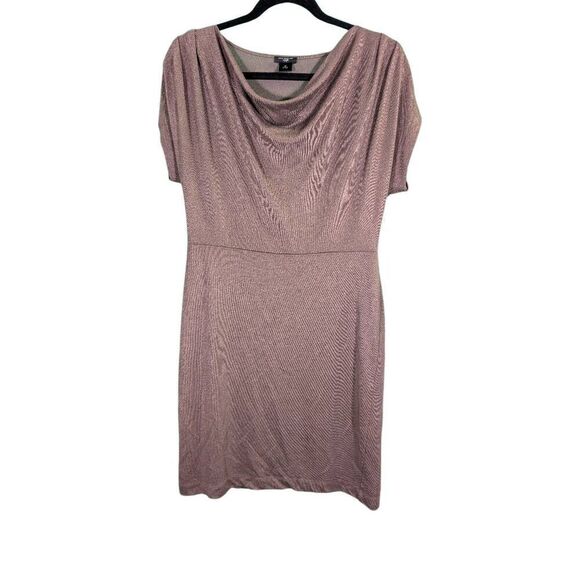 Ann Taylor Taupe Cowl Neck Sheath Dress Medium - Picture 1 of 5